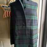 Vintage handmade navy green plaid button front cape shawl, one size Blue Size one size Photo 15