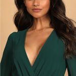 Lulus NWOT  Adoring You Chiffon Long Sleeve Maxi Dress Gown Hunter Green Medium Photo 3