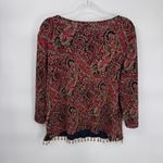 Coldwater Creek Vintage Long Sleeve Top Womens XL Red Paisley Beaded Fairy Photo 5