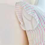 Draper James  RSVP Pink Green and White Striped Seersucker Peplum Blouse. Photo 3