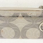 Coach  Silver Grey Stitched Signature C Keychain Coin Card Holder Photo 2