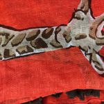 Chico's NWT Chico’s Gracie Giraffe Linen Scarf with Tassels- Brown & Orange - one size Photo 4