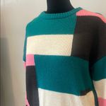 Noisy May Colorblock Sweater in Teal, Pink, and Black Photo 1