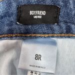 EXPRESS  Tuliped Zig Zag Raw Hem Mid Rise Crop Boyfriend Jeans Blue Size 8 Photo 7