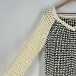 Urban Decay Urban Day Black & Cream Open Knit Long Sleeve V-Neck Sweater Size M/L Photo 2