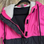 PINK - Victoria's Secret PINK Neon Hot Pink Black Windbreaker Sherpa Hooded Jacket XS/S Photo 8