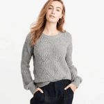 Abercrombie & Fitch Gray Fuzzy Alpaca Wool Open Knit Chunky Sweater XS Photo 8