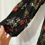 ZARA Black Floral Print Button Down Shirt Tunic Womens XS Ruffled Romantic Photo 4