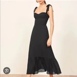 Reformation  Nikita Black Flowy Midi Dress with Bow Tie Straps Photo 2