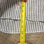 Beach Lunch Lounge Women Top Large White Gauze Cotton Blue Stripe Button Coastal Photo 5