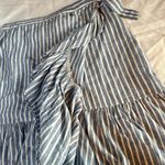 CHAPS  Blue and White Wrap Tie Ruffle Midi Skirt. Photo 1