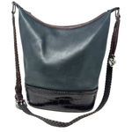 Brighton  Bucket Bag Vintage Large Crossbody Pebbled Leather Black‎ Brown Photo 0