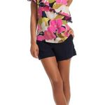 Trina Turk One Shoulder Silk Ruffle Floral Blouse Photo 4