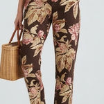 Ralph Lauren Lauren Floral Linen Blend Pants Womens Size 6 Brown Pink Beige Photo 0