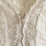 None Vintage 70s Prairie Lace Maxi Dress Flare Bell Sleeve Sheer Western Wedding Photo 8