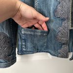 Coldwater Creek  Women’s Denim Embroidered Boho Jacket Hook Closure Size 8P Photo 6