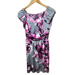 Muse Floral Print Ruched Dress XXS Size 2 Purple Photo 1