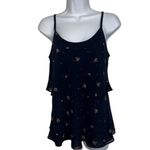 CAbi Gorgeous Navy Tiered Top Wine & White Floral Fully Adjustable Straps EUC XS Photo 1