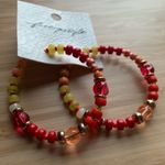 Free People Panama Acrylic Glass Stone Beaded Hoops - Desert/Red - NWT Photo 2