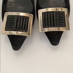 Prada black suede leather shoes size 36.5 6.5 Italy silver tone buckle RARE HTF Photo 7