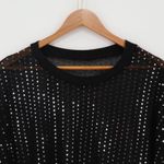 Black Mesh Sequin Tunic Dress Oversized Sheer T Photo 1