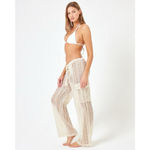 l*space NWT L* X Anthropologie Sundown Cargo Pant Wide Leg Ibiza Crotchet Cover Up Photo 2