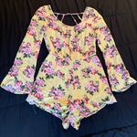 Charlotte Russe Romper Playsuit Yellow Floral Boho Shorts Jumpsuit Jumper Medium Photo 9