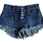 Bullhead Denim Co. Dark Wash Button Fly High Rise Jean Shorts Size 25 Blue Photo 0