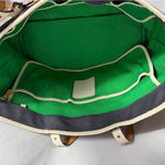 Coach  M157745 Large Canvas Leather Trim Travel Tote Black Cream Green Interior Photo 6