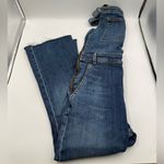 Rag and Bone  Denim Raw-Hem Cropped Kick Flare Overalls Photo 3