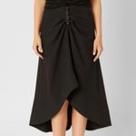 Adrienne Landau Jet Black Gathered Midi Skirt Sz 12 NWT Photo 0