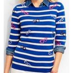 Talbots NWT Pullover Sweater Striped Sequin Glasses Size XP may fit XL Photo 1