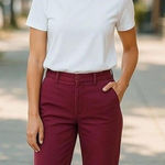 Old Navy  High-Rise Pixie Secret-Smooth Pockets Cropped Pants Maroon Size 18 # Photo 0