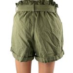 AQUA Women's Green High Waisted Belted Pocket Casual Paperbag Mini Shorts Size S Photo 2