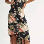 Billabong Floral Black asymmetrical Maxi babydoll Dress Photo 0