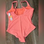 Coral Ribbed One Piece Swimsuit Orange Size XL Photo 2
