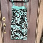 Etcetera  Aqua and Brown Leaf Print Midi Dress Photo 1