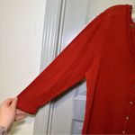 No Comment  Orange-Red Knit V Neck Button Front Top size 1X Photo 3