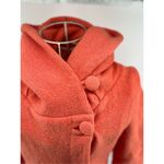 Anthropologie Moth Orange Boiled Wool Hooded Cowl Neck Coat Womens Size XS Orange Photo 7
