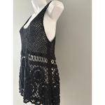 Helen Hinson Crochet Tank Top Small Black Open Knit Boho Festival Hippie Goth Photo 4