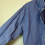✨ Texas Cotton Women’s Blue White Striped Button Down Shirt Medium Blue Photo 3