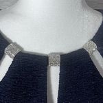 Eliza J Shimmer Cutout Navy Blue Sleeveless Fit & Flare Event Dress Size 12 Photo 3