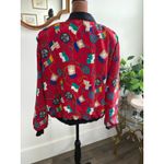 Notations Vintage‎  Nautical Flags Print Bomber Jacket Red Womens Large Photo 1