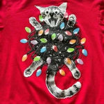 Mad Engine Women’s Christmas Tangled Cat Lights Ugly Xmas Sweatshirt Red… Red Photo 6