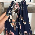 Navy Blue Floral Print Maxi, Resort Wear Sleeveless A Photo 6