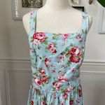 Sundress Light Blue Pink Red Rose Overall Style Midi Dress Swing Rockabilly L Size L Photo 2