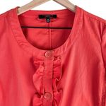 Talbots Ruffle Button Front Collarless Blazer Jacket Cotton Coral Orange, 14P Photo 1