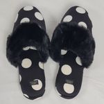 Victoria's Secret  Polka Dot Satin House Slippers Black And White Size L (9-10) Photo 4