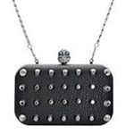 Sephora Skull evening bag black w chain clutch purse 5 piece travel skull brush set NEW Photo 1