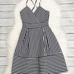 AQUA  Navy and White Striped Dress Photo 0